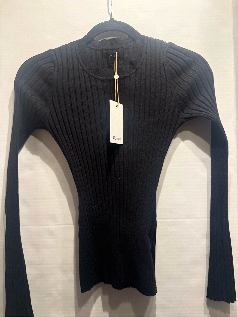 Quince Cotton Cashmere Ribbed Long Sleeve Sweater